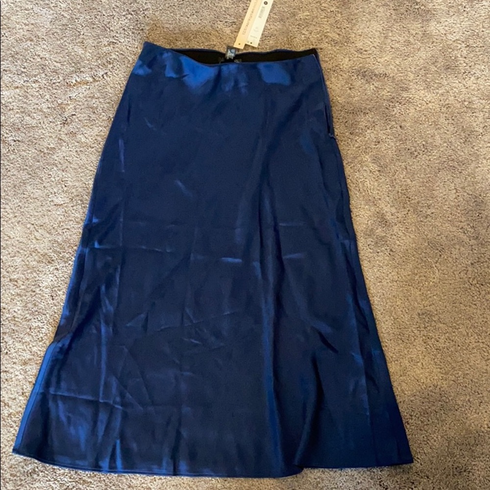 Silk royal blue midi skirt